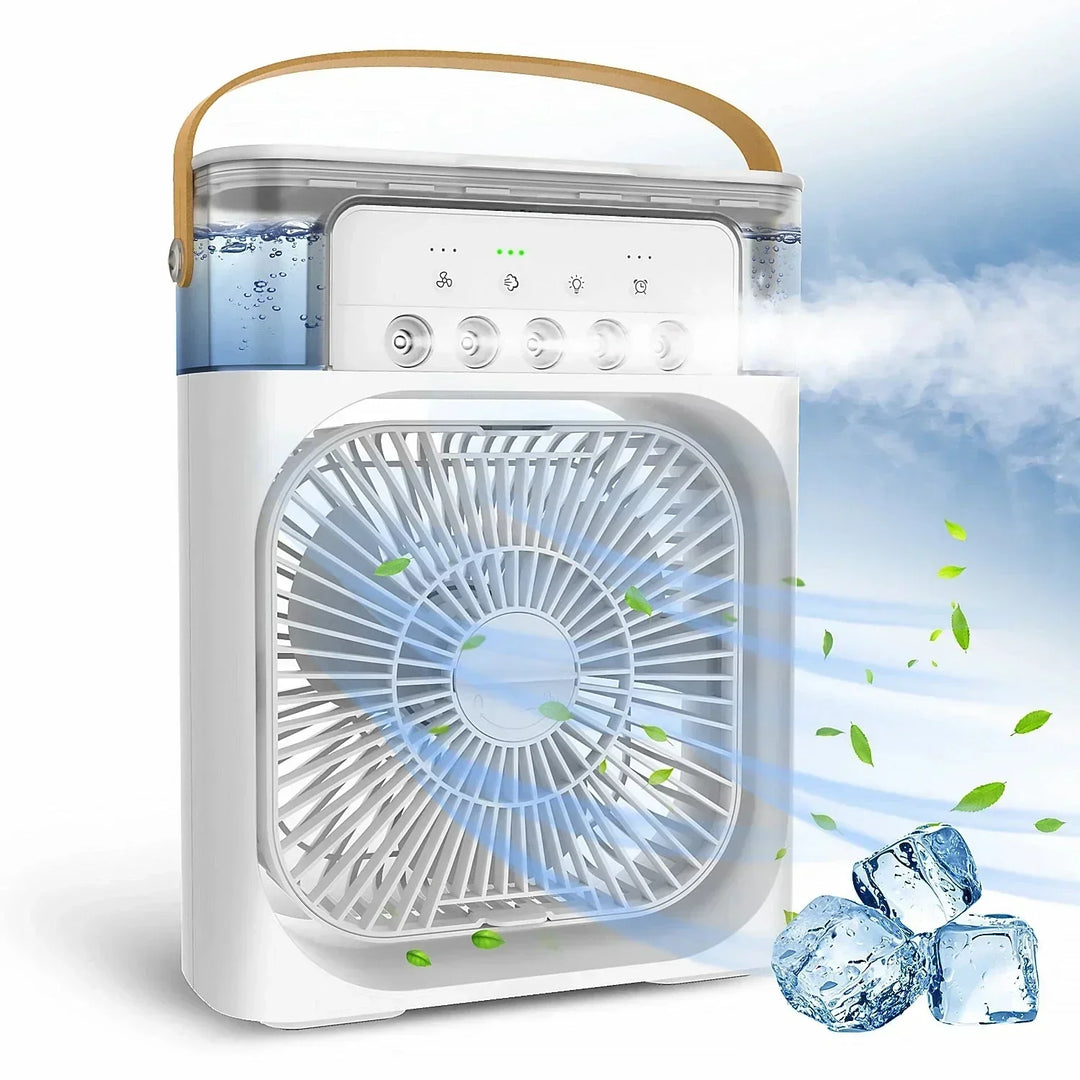Portable USB Electric Fan with LED Night Light and Water Mist - 3-in-1 Air Humidifier for Home |