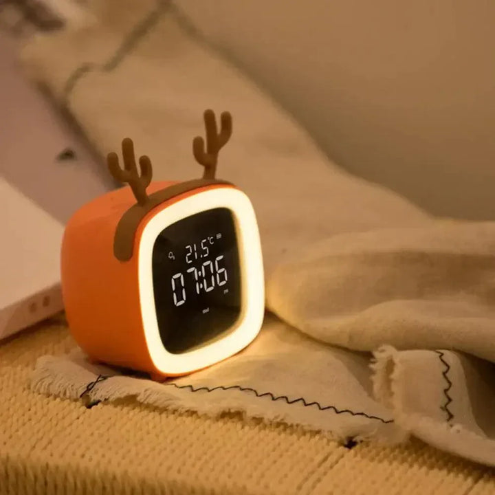 Cartoon Bunny LED Alarm Clock with Night Light – Rechargeable, Cute Digital Display for Kids &amp; Bedrooms