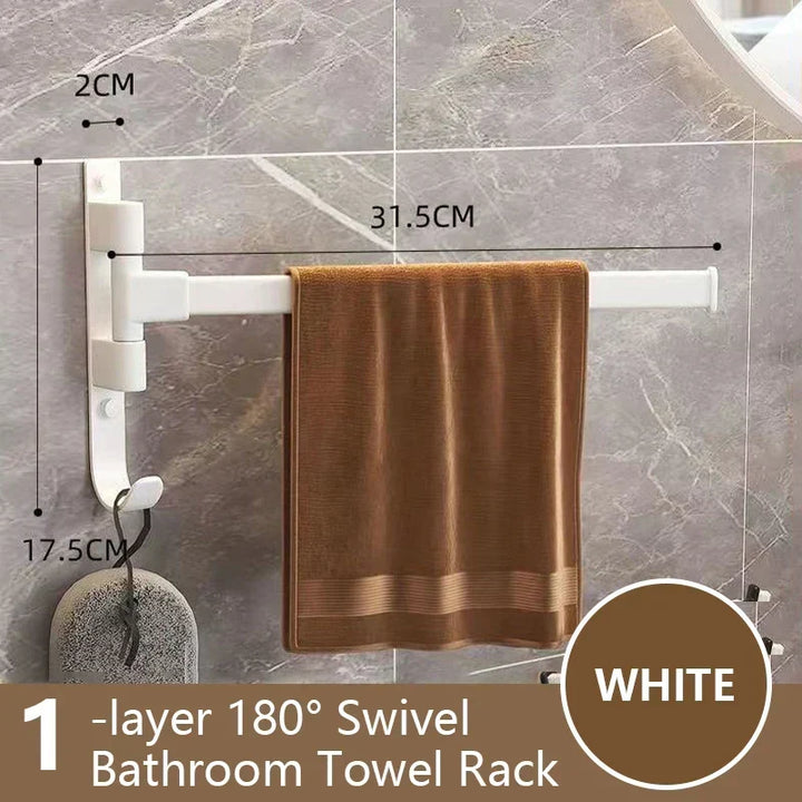 Bathroom Towel Holder Rotatable Towel Rack Space Aluminum 1/2/3/4/5-Bar Towel Holder Kitchen Shelf Kitchen Hanging Shelf Wall Mounted