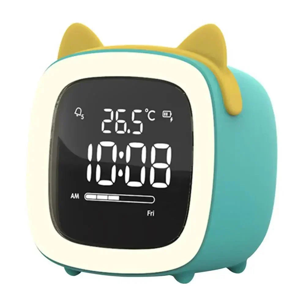 Cartoon Bunny LED Alarm Clock with Night Light – Rechargeable, Cute Digital Display for Kids &amp; Bedrooms