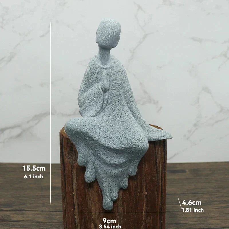 Buddha Stone Statue Small Buddhist Monks Tibetan Buddhism Figures Zen Garden Ornament Meditation Home Aquarium Decoration