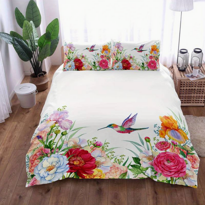 colorful Flowers Aura Duvet with Pillowcases
