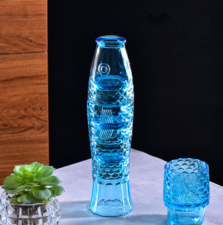colored Glass Cup Set in Koi Fish Shape - Sale