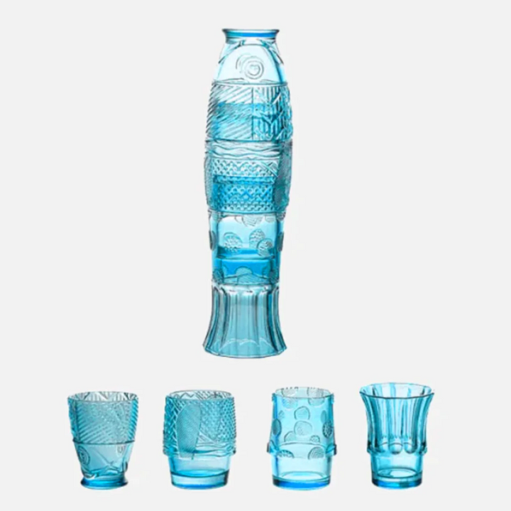 colored Glass Cup Set in Koi Fish Shape - Sale