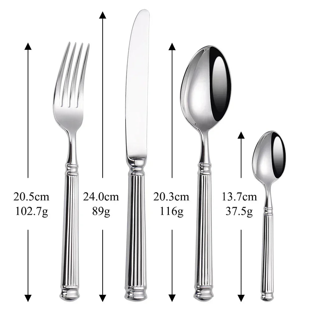 Premium Stainless Steel Cutlery Set – 304 Mirror Finish Silverware for Everyday &amp; Formal Dining