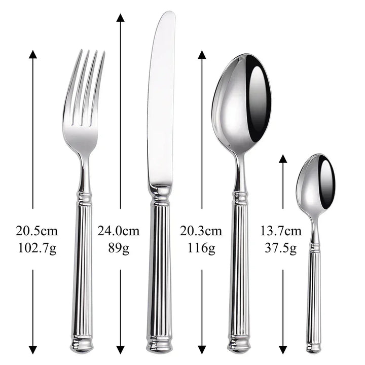 Premium Stainless Steel Cutlery Set – 304 Mirror Finish Silverware for Everyday &amp; Formal Dining