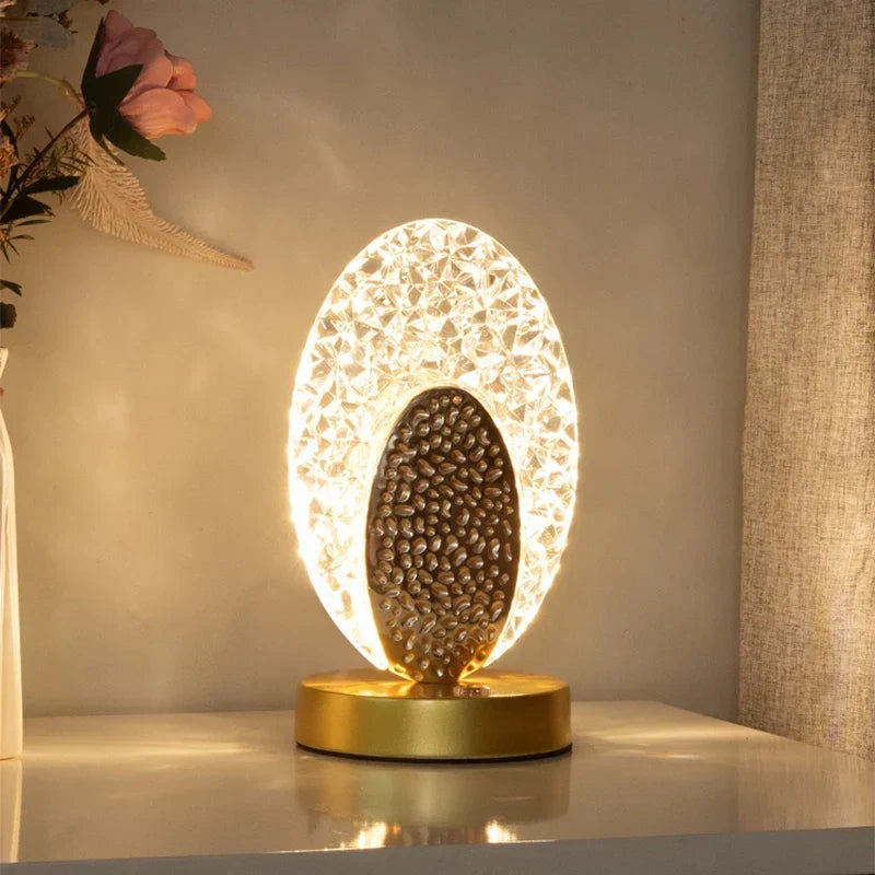 Crystal LED Table Lamp: Dimmable, USB Charging, Touch &amp; Remote Control