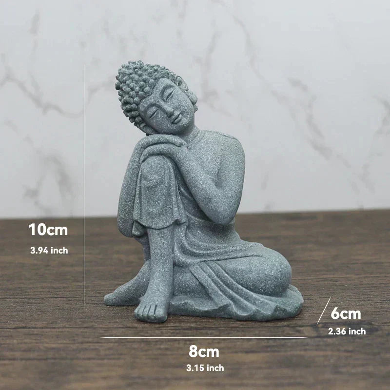 Buddha Stone Statue Small Buddhist Monks Tibetan Buddhism Figures Zen Garden Ornament Meditation Home Aquarium Decoration