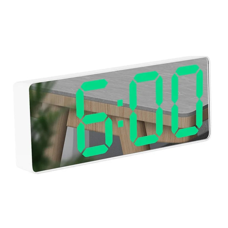 Modern Electronic Mirror Alarm Clock with LED Display, Alarm Function and Temperature Display – Stylish Digital Clock for Bedroom and Office |
