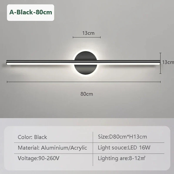 LED Wall Light LineaLux | Black &amp; Gold | 40/60/80 cm | Warm, Cold &amp; Three-color Light | Modern Mirror &amp; Wall Lighting