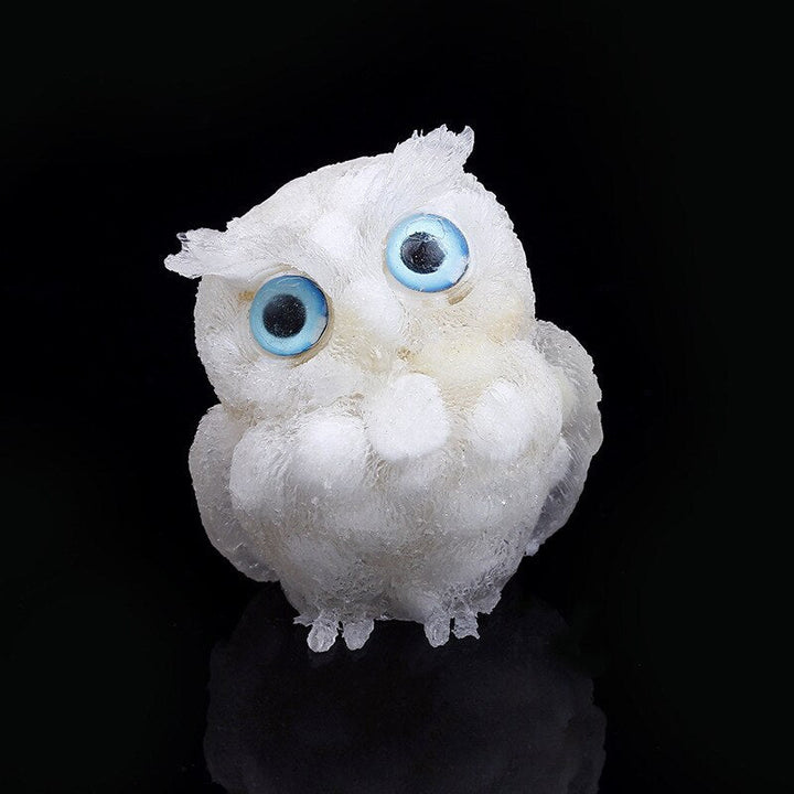 Natural Crystal Owl Figurine: Handmade Collector&