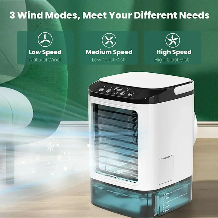 Portable Desktop Air Conditioner Fan – Dual Spray Ultrasonic Humidifier, 3-Speed Silent Air Cooler with Night Light for Home |