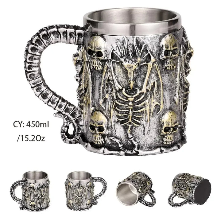 Medieval Dragon Resin Stainless Steel Mug as Coffee Mug or Tea Mug