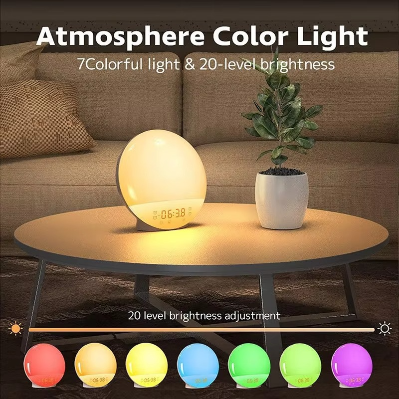 Wake Up Light Alarm Clock with Sunrise Simulation, Sunset Mode, Night Light and FM Radio