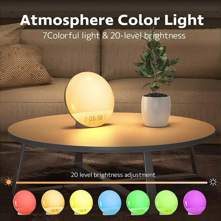 Wake Up Light Alarm Clock with Sunrise Simulation, Sunset Mode, Night Light and FM Radio