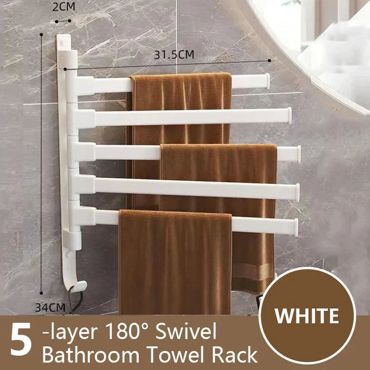 Bathroom Towel Holder Rotatable Towel Rack Space Aluminum 1/2/3/4/5-Bar Towel Holder Kitchen Shelf Kitchen Hanging Shelf Wall Mounted