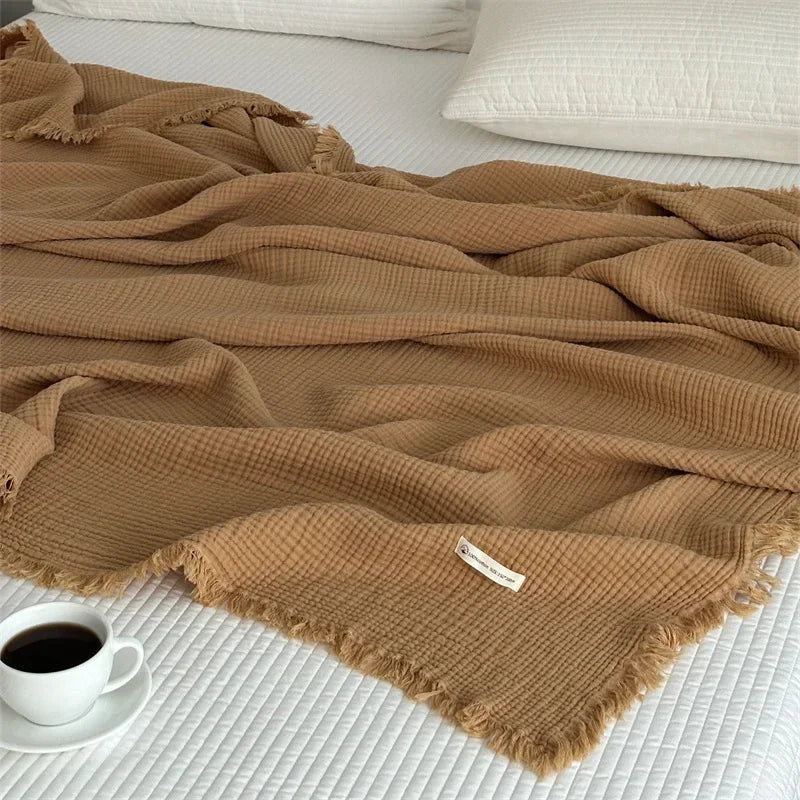 Solid color cotton sofa blanket