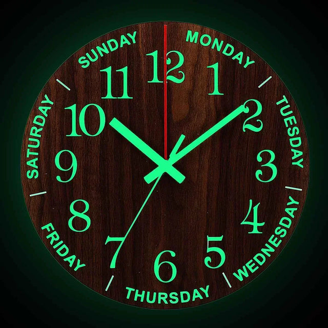 GlowClock – Luxe Wooden Wall Clock with Night Light