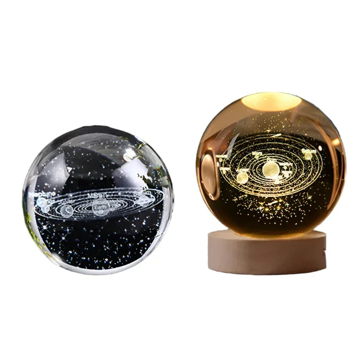 3D Crystal Night Light LED - Starry Sky Projector with Wooden Base, Romantic Lighting for Bedroom &amp; Gifts |