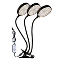 LED Plant Growth Lamp USB Remote Control Clip Waterproof Full Spectrum Natural White Seedling Plant Light, Power: 45W Three Heads