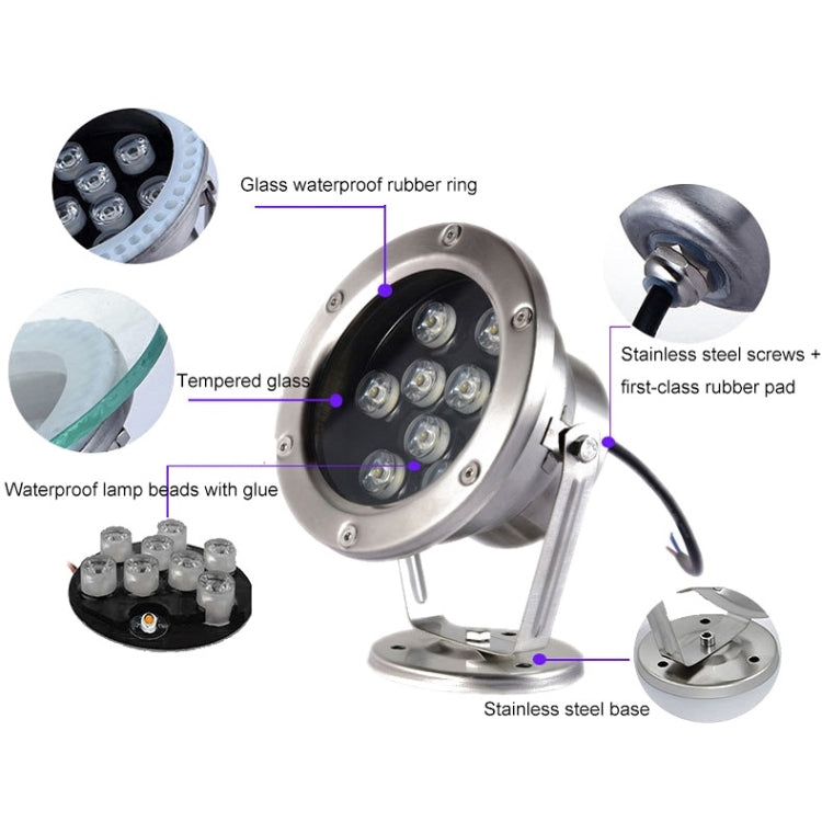 LED Underwater Light Pool Fish Pond Fountain Waterproof Landscape Light 9W (Warm White)