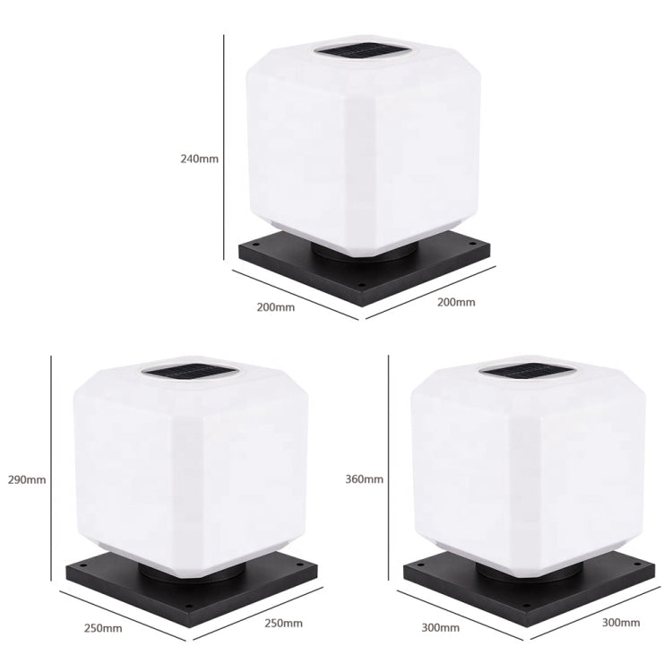 003 Solar Square Outdoor Post Light LED Waterproof Wall Lights, Size: 20 cm (Tricolor Light)