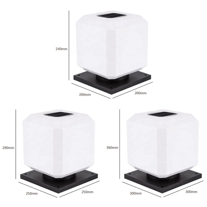 003 Solar Square Outdoor Post Light LED Waterproof Wall Lights, Size: 20 cm (Tricolor Light)