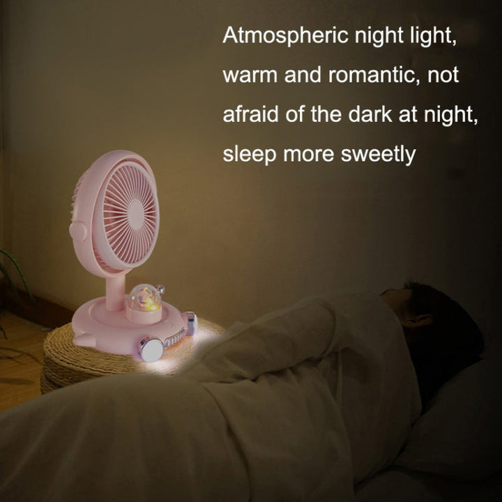 Household Cute Pet Fan USB Desktop Night Light Fan(Blue) |
