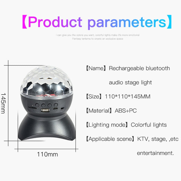 Home LED Magic Ball Lights Bounce Ambient Lamps Room Sound Lights Balls, color: Charging Model Black (RGB colored 5W)
