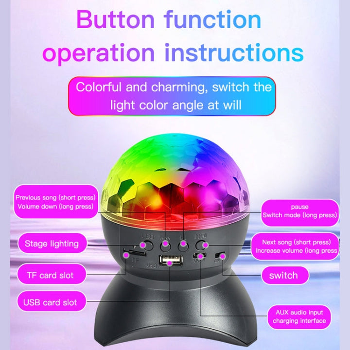 Home LED Magic Ball Lights Bounce Ambient Lamps Room Sound Lights Balls, color: Charging Model Black (RGB colored 5W)