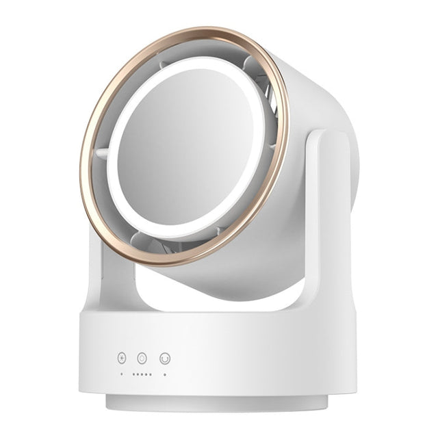 3 In 1 Multifunctional Desktop Fan with LED Light Cosmetic Mirror USB Plug Non-Oscillating |