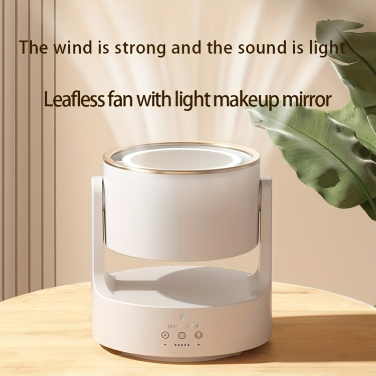 3 In 1 Multifunctional Desktop Fan with LED Light Cosmetic Mirror Rechargeable Oscillating |