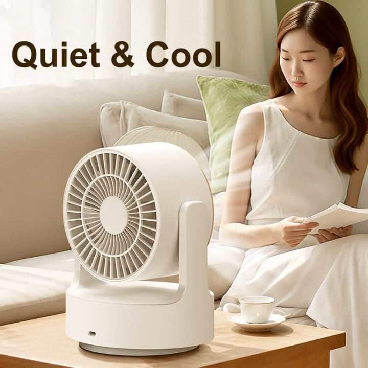 3 In 1 Multifunctional Desktop Fan with LED Light Cosmetic Mirror Rechargeable Oscillating |