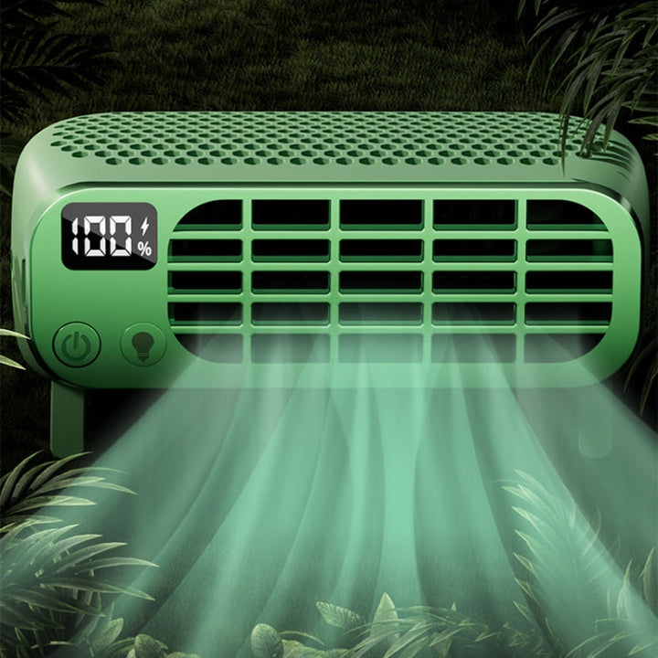 USB Charging Digital Display Portable Bladeless Outdoor Mini Night Light Fan(Green) |