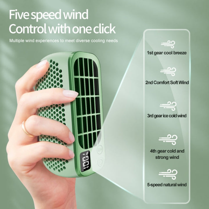 USB Charging Digital Display Portable Bladeless Outdoor Mini Night Light Fan(Green) |