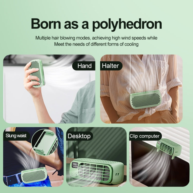 USB Charging Digital Display Portable Bladeless Outdoor Mini Night Light Fan(Green) |