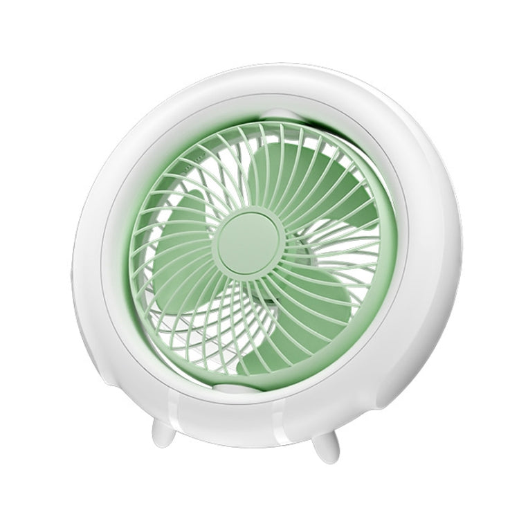 Night Light Desktop Folding Fan Outdoor Camping Hanging Mini Fan, color: Green Upgraded |