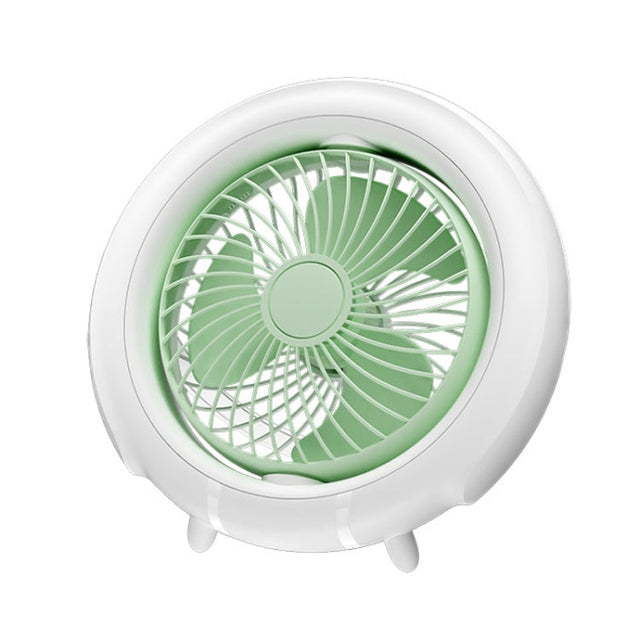 Night Light Desktop Folding Fan Outdoor Camping Hanging Mini Fan, color: Green Upgraded |