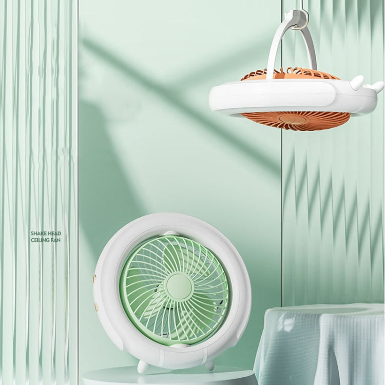 Night Light Desktop Folding Fan Outdoor Camping Hanging Mini Fan, color: Green Upgraded |