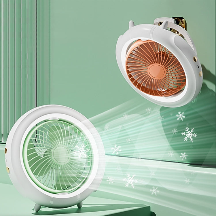 Night Light Desktop Folding Fan Outdoor Camping Hanging Mini Fan, color: Green Upgraded |