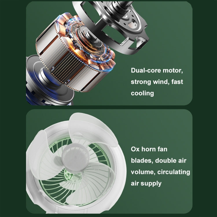 Night Light Desktop Folding Fan Outdoor Camping Hanging Mini Fan, color: Green Upgraded |