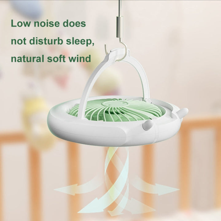Night Light Desktop Folding Fan Outdoor Camping Hanging Mini Fan, color: Green Upgraded |