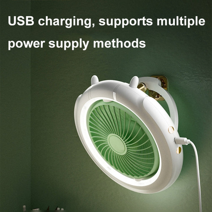 Night Light Desktop Folding Fan Outdoor Camping Hanging Mini Fan, color: Green Upgraded |