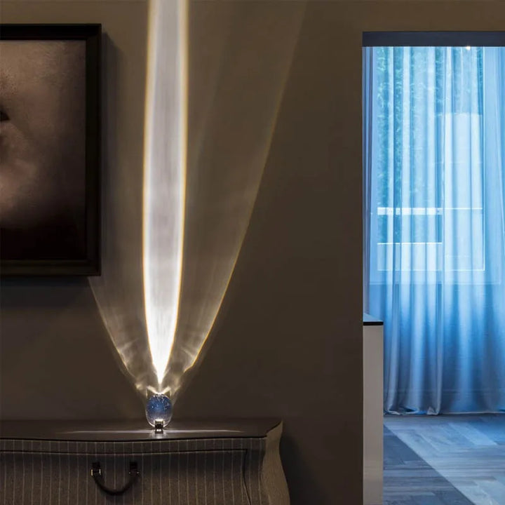 Crystal LED Table Lamp "Eye of the Sky" – Italian Designer Nightstand Projector Lamp for Living and Bedroom Decoration