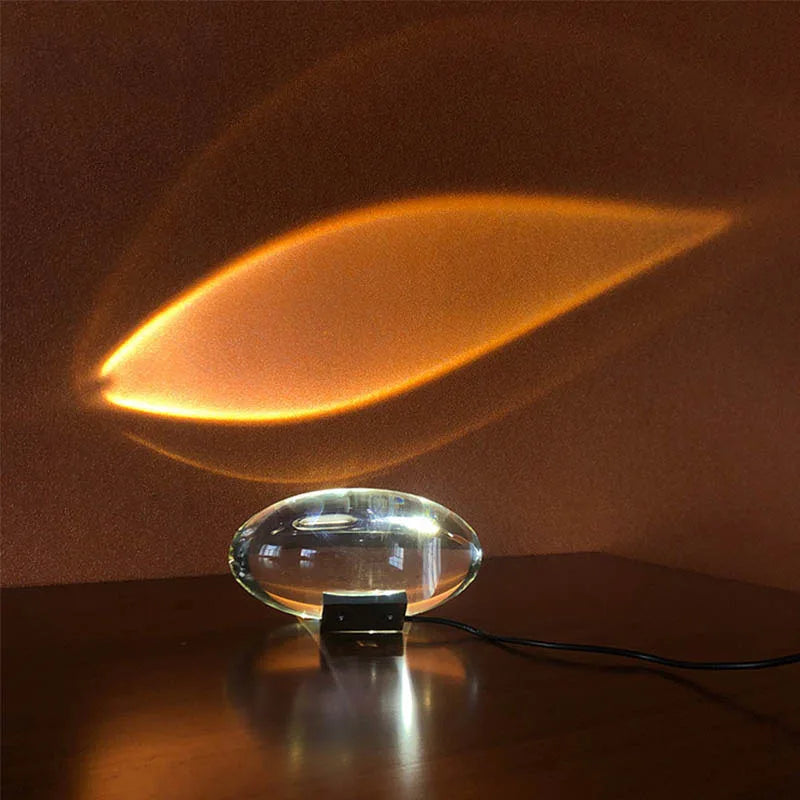 Crystal LED Table Lamp "Eye of the Sky" – Italian Designer Nightstand Projector Lamp for Living and Bedroom Decoration