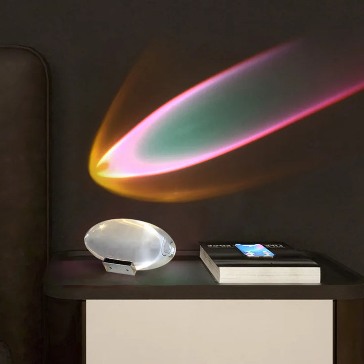Crystal LED Table Lamp "Eye of the Sky" – Italian Designer Nightstand Projector Lamp for Living and Bedroom Decoration