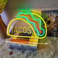 Neon Fast Food Sign – Bright Tacos Design, LED Night Light for Restaurants and Kitchens |