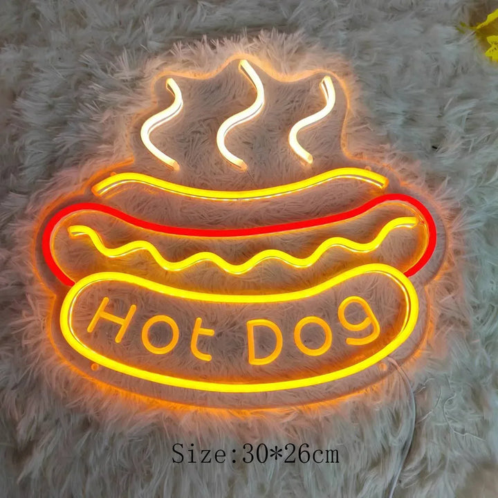 Neon Fast Food Sign – Bright Tacos Design, LED Night Light for Restaurants and Kitchens |