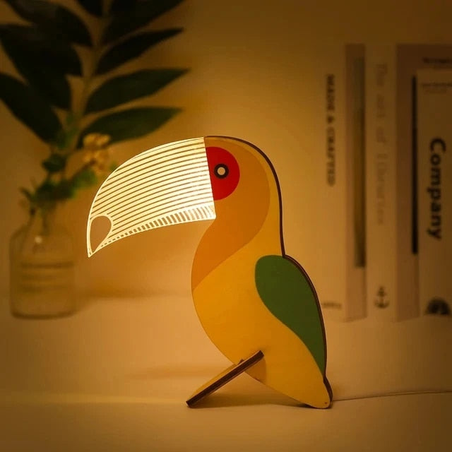 Animal LED Night Light Wooden Acrylic Table USB Lights
