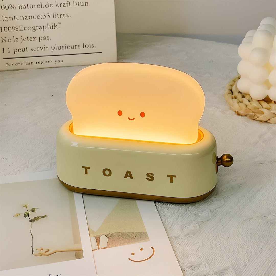 TinyToast Table Lamp – Portable Toaster-Shaped Night Light with Dimmable LED &amp; USB Port